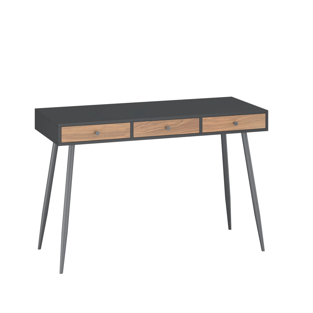 Scrivania Tumba con 3 Cassetti 115 x 48 x 76 cm - Nero/Effetto Noce [en.casa]