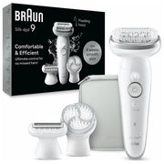 Braun Silk-épil 9 9-061, Epilatore Elettrico Donna Per Una Epilazione Facile, Pelle Liscia a Lungo, Bianco/Argento