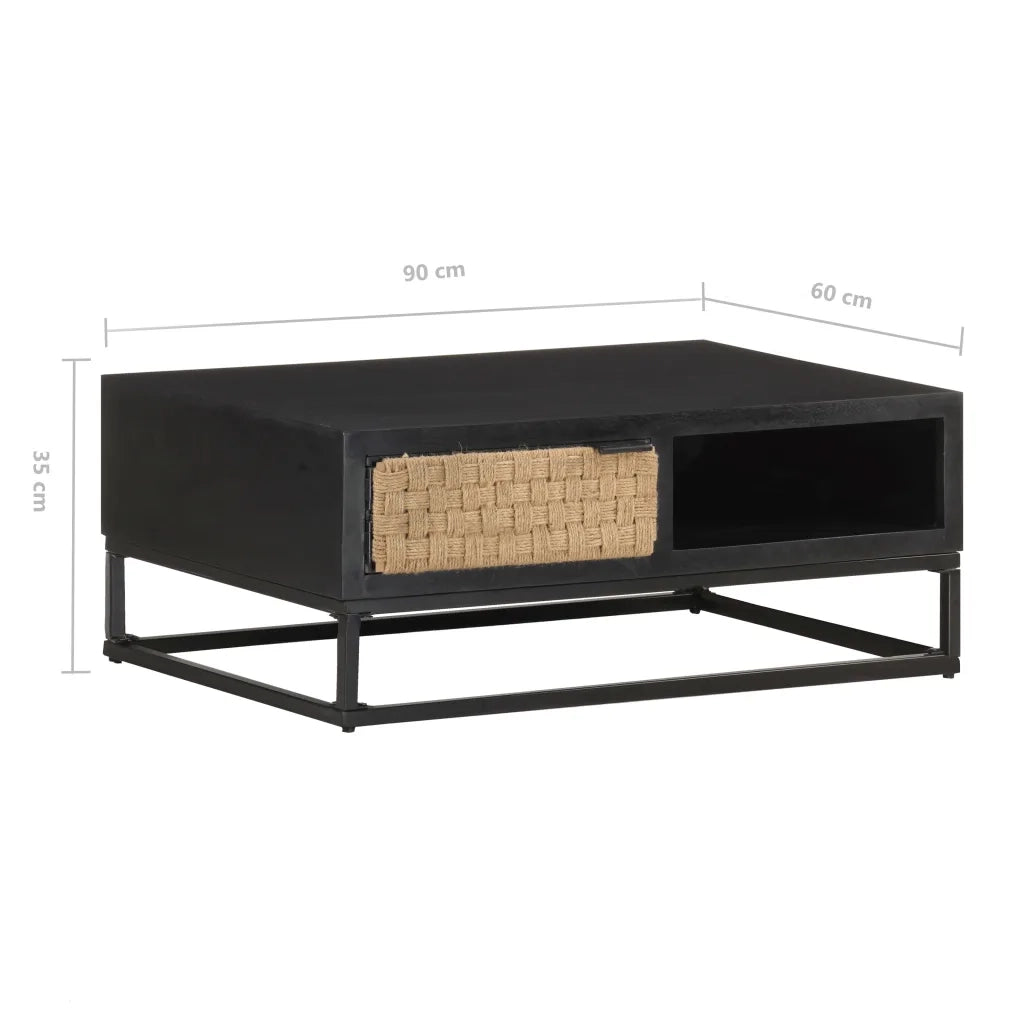 Tavolino da Salotto-Tavolino da soggiorno-Tavolo 90x60x35 cm in Legno Massello di Mango