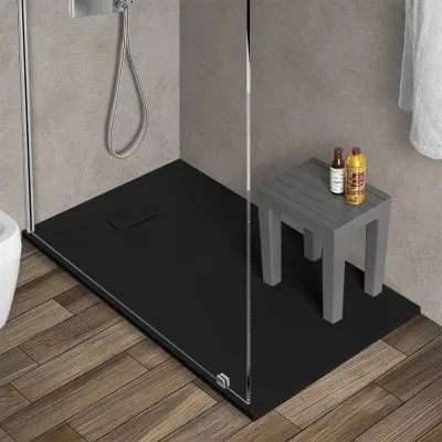 Piatto doccia 80x120 in resina nero effetto pietra riducibile Agorà