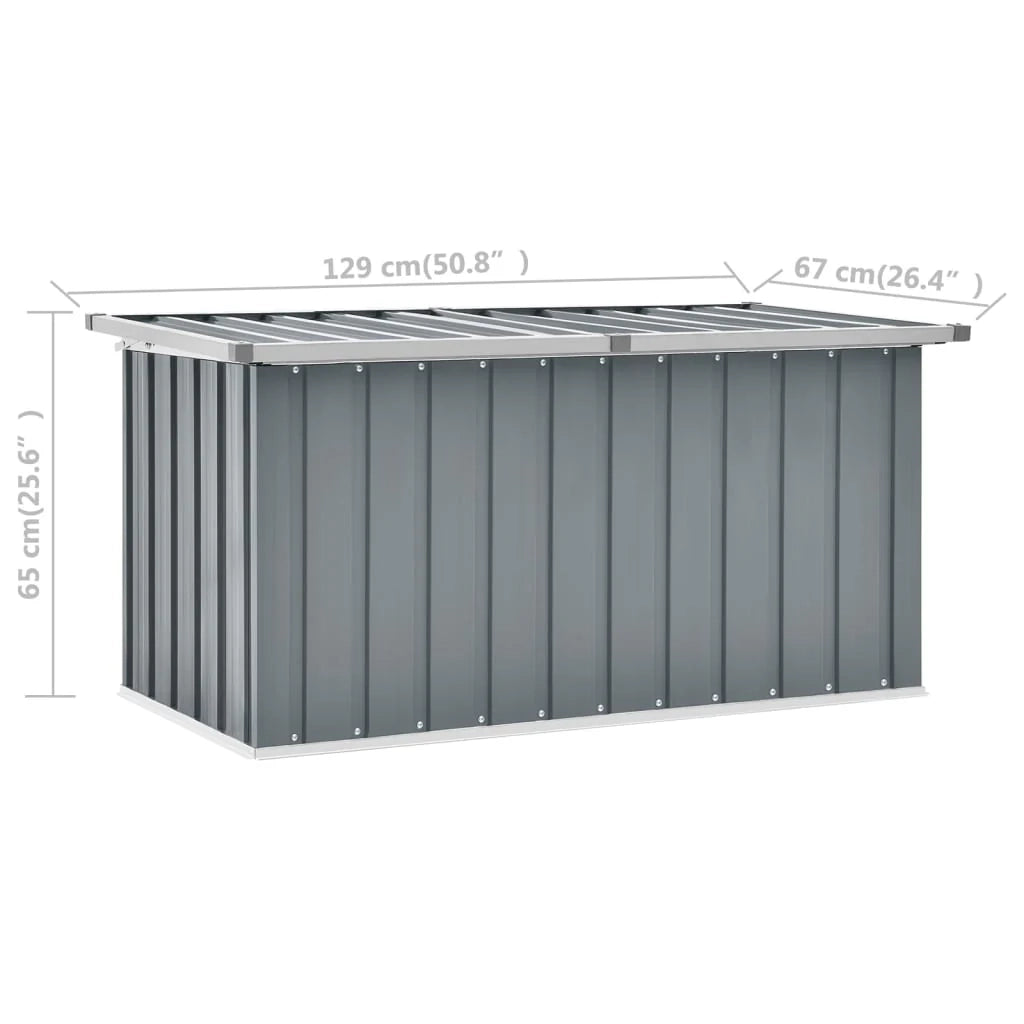 Baule portaoggetti da giardino 129 x 67 x 65 cm grigio 02_0013082