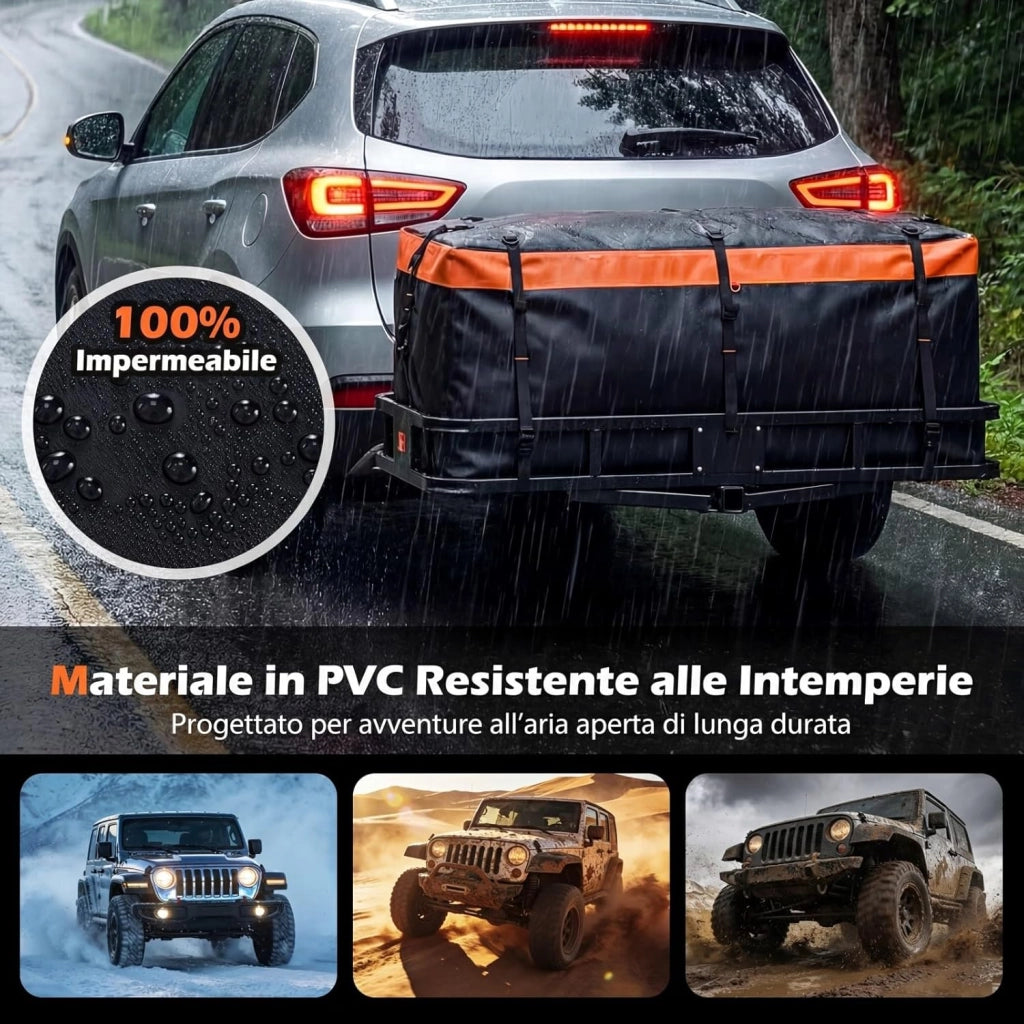 Borsa da Carico per Camion e Cassone Auto, Borsa da Trasporto con Cinghie di Fissaggio per Gancio di Traino, Resistente in PVC Impermeabile, per SUV e Fuoristrada (129x42x45cm)