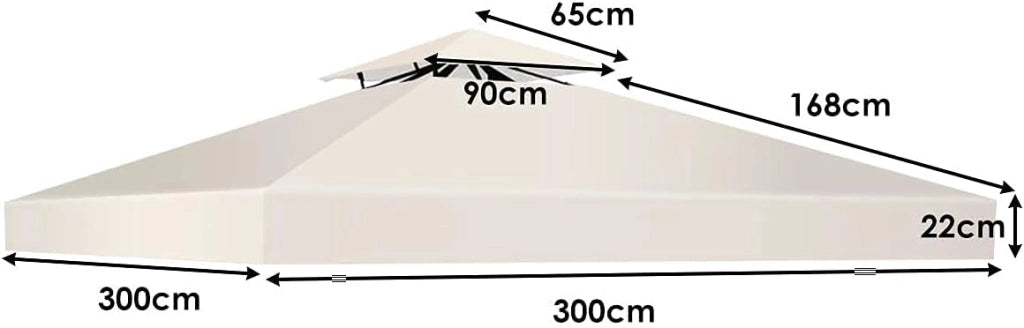 Tetto di Ricambio, per Gazebo Giardino di 3 x 3 M, Doppio/Singolo Strato, in Tessuto Poliestere, Impermeabile e Anti-UV, per Cortile/Spiaggia/Parco, 3 Colori e 2 Stili