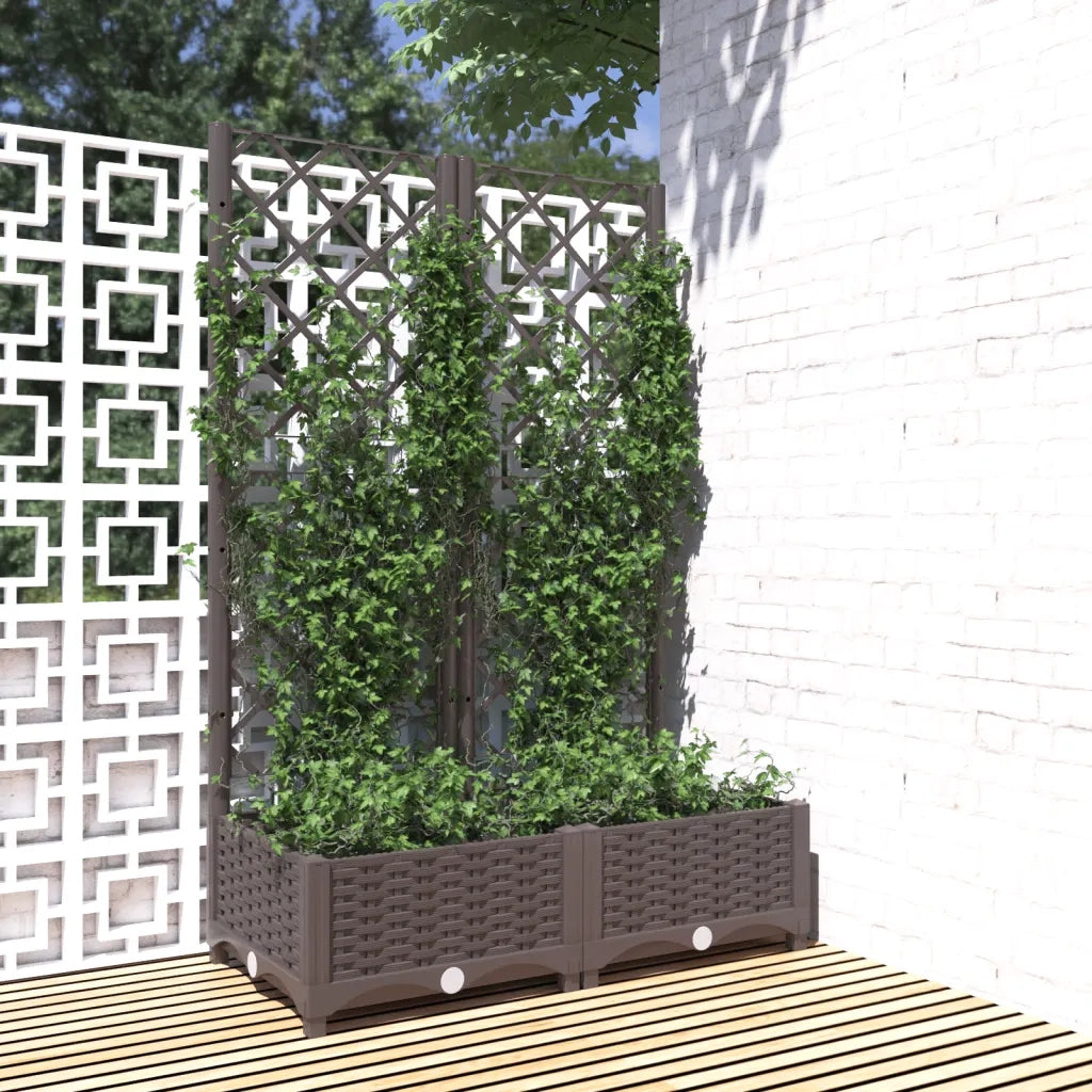 Fioriera da Giardino con Graticcio Marrone 80x40x121,5 cm in PP 318260