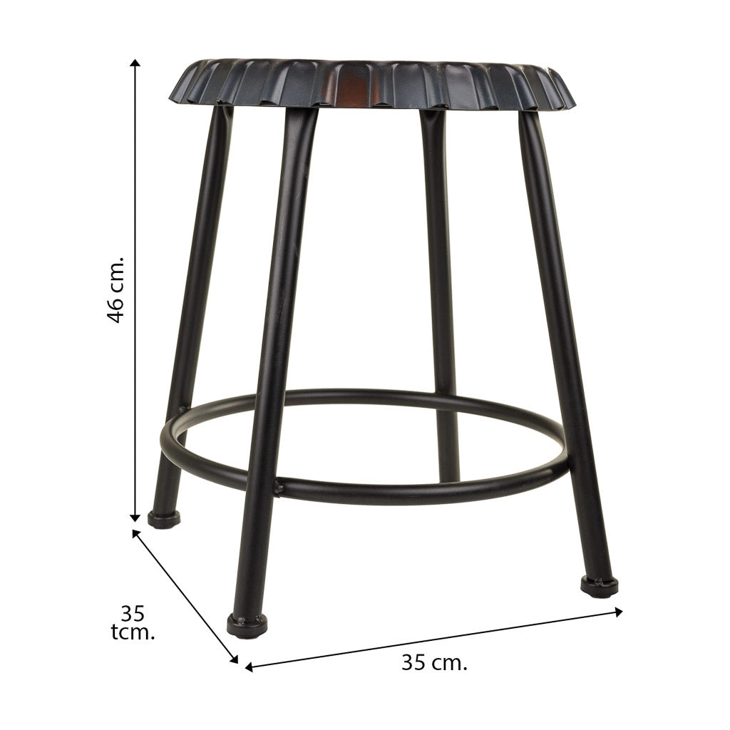 Sgabello rotondo in metallo nero d35x46h cm