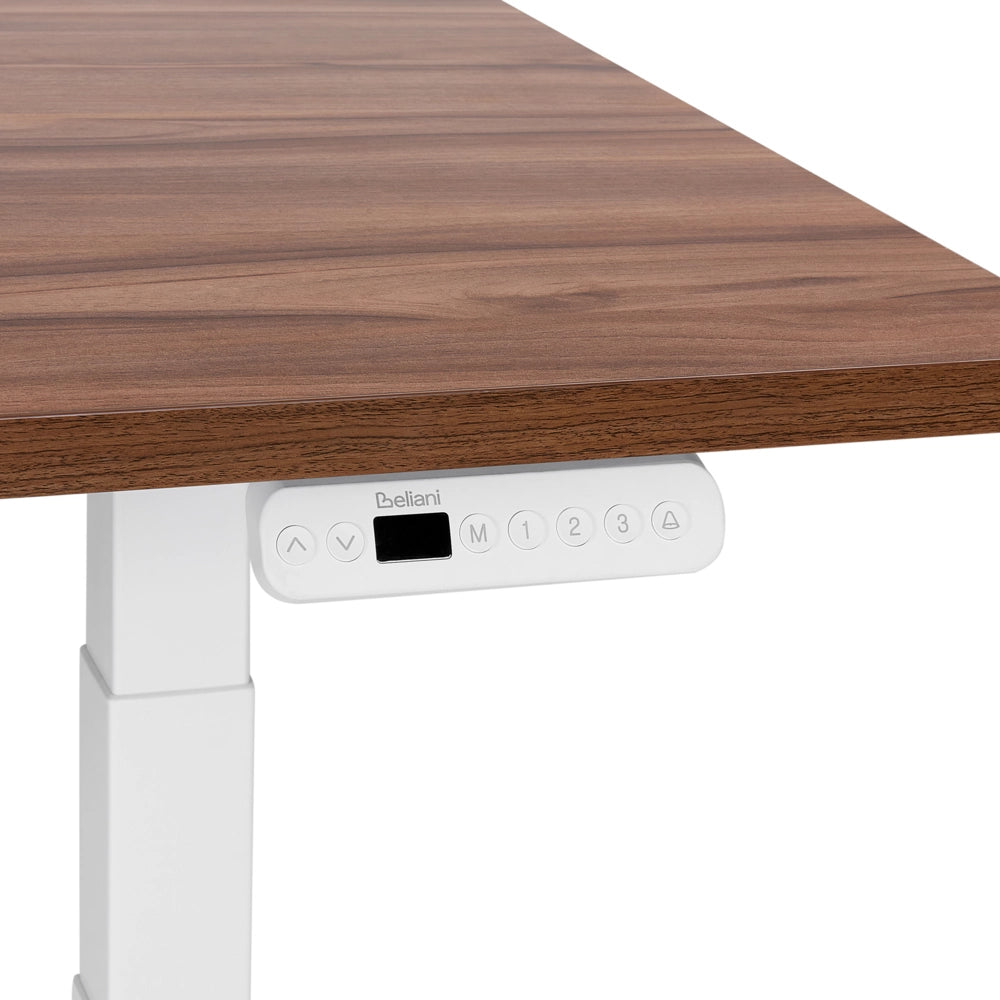 Scrivania regolabile in altezza elettricamente marrone scuro e bianco 180 x 80 cm Struttura in acciaio verniciato a polvere
