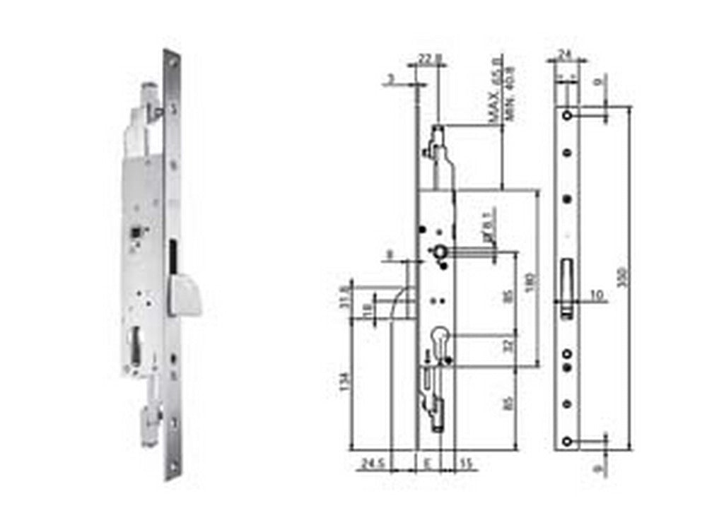1pz serratura triplice infilare montanti persiane senza scrocco n98800 mm.25 cod:ferx.fer393508