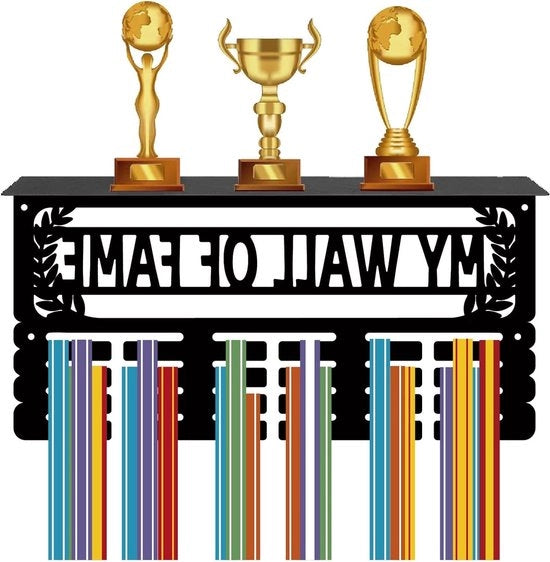 Medaglia Trofeo Sostegno Display con Piattaforma di Supporto - 4 Righi Sostegno da Parete per 70+ Medaglie per Ginnastica Danza Calcio Atletica Nuoto Premi 157 x 79 Pollici - Il Mio Muro di Medaglie.