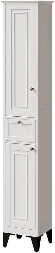 Mobile alto Vanity, Bianco, 32 x 175 cm, per la conservazione di articoli da bagno e asciugamani
