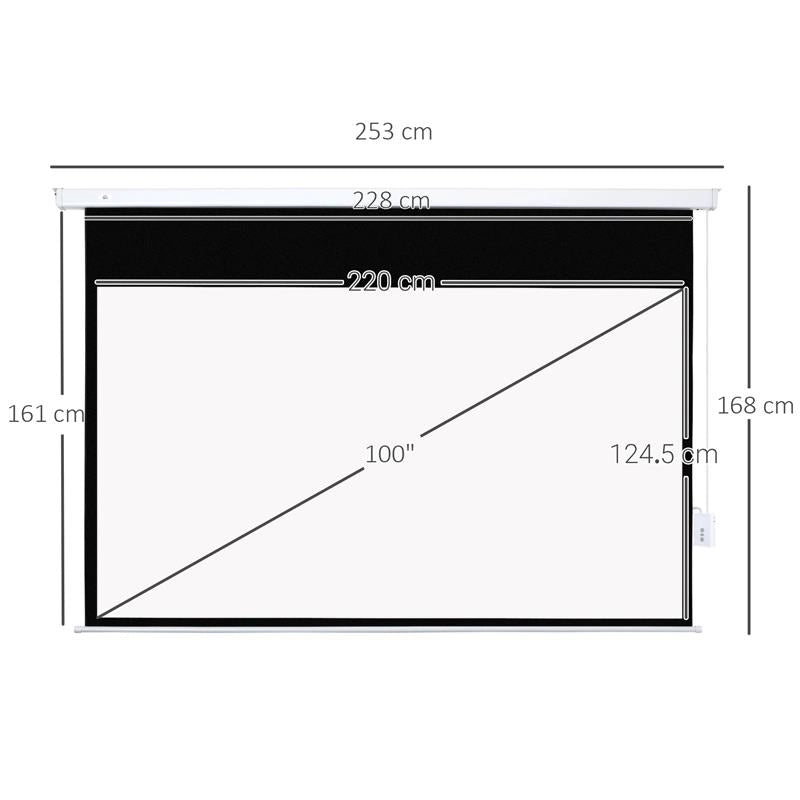 TELO PROIETTORE 100 POLLICI CON TELECOMANDO IN PVC E METALLO 247X7.5X168 CM BIANCO