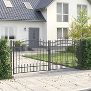 Cancello con Punta a Lancia KAMPEN 305 x 125 cm Acciaio Grigio 42009044