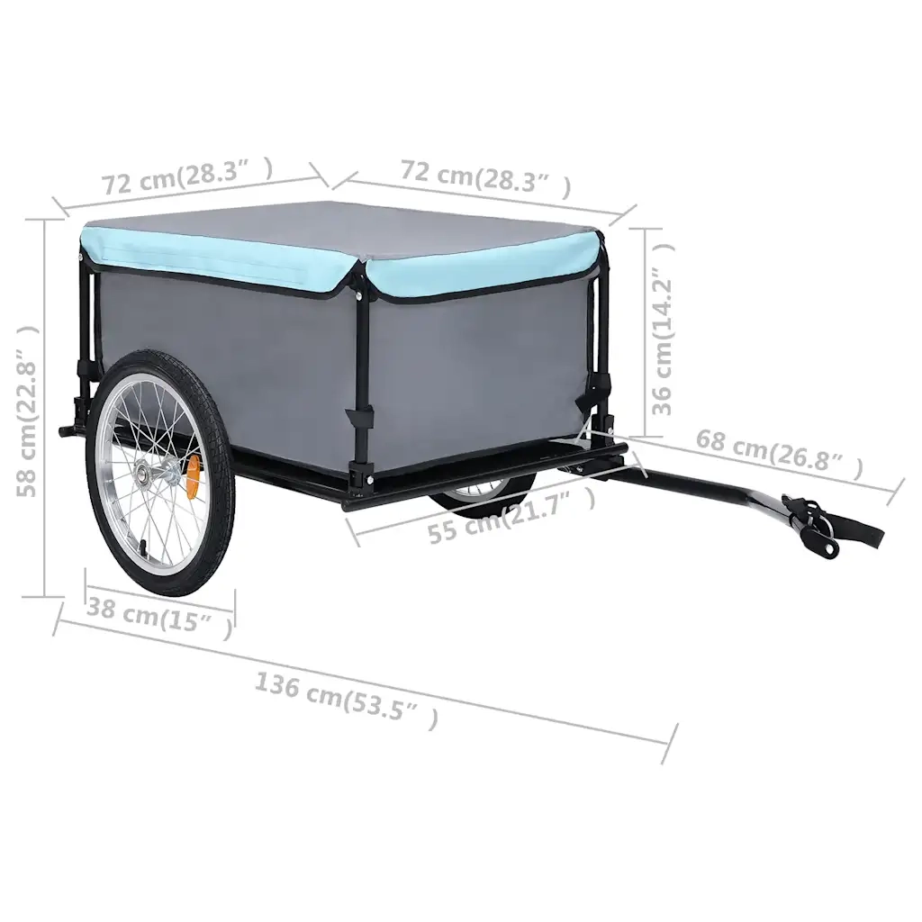 Rimorchio da Bici Grigio e Blu 65 kg CFW5124569