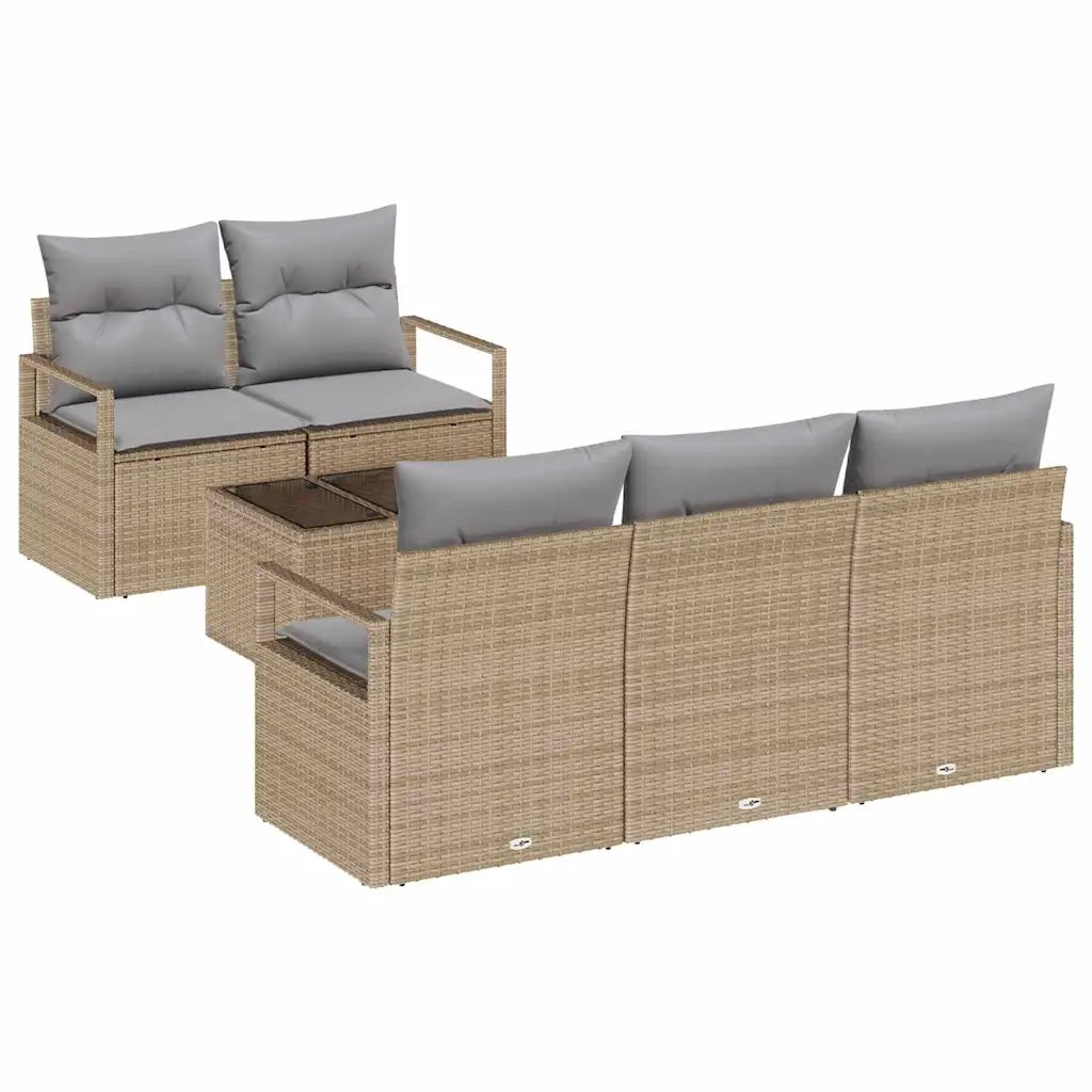 Set di divani con cuscino 6 pcs Beige e grigio polyrattan 3346260