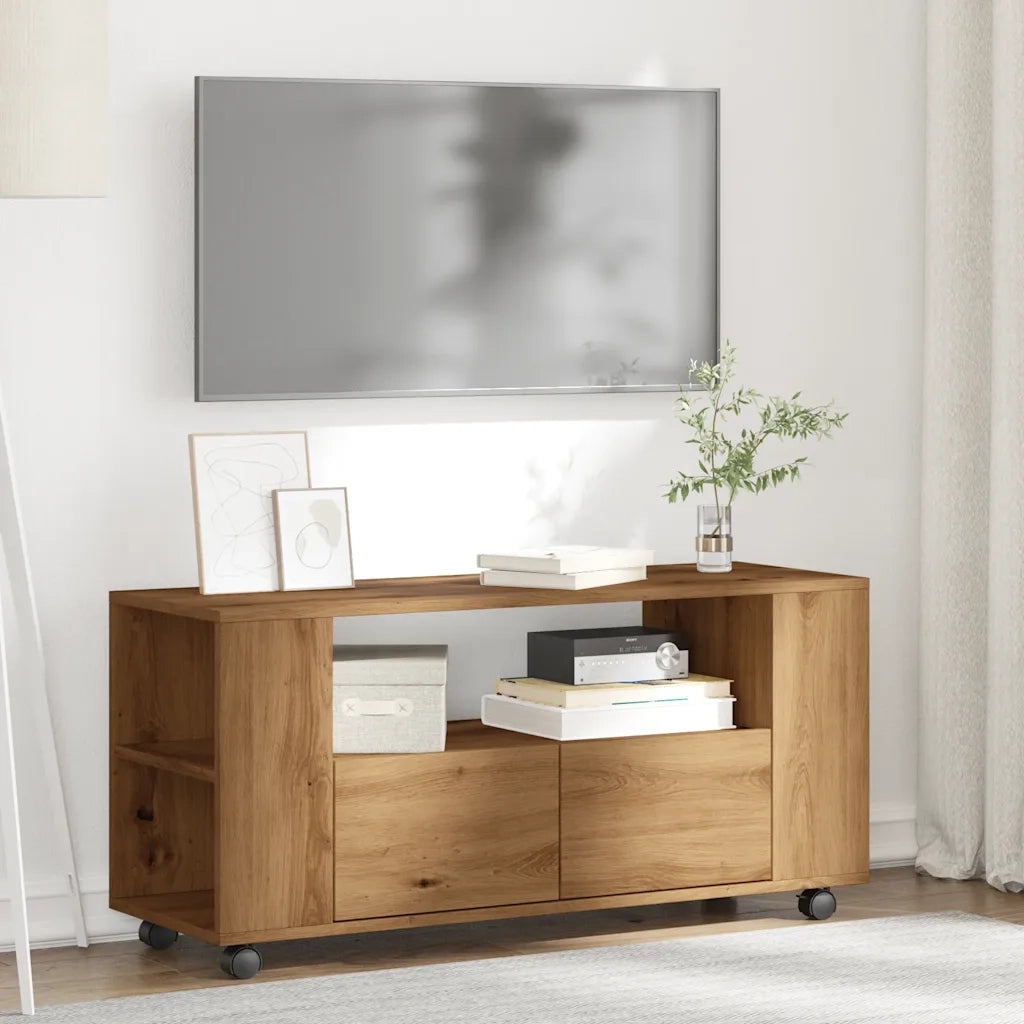 Mobile TV | Armadietto TV | Mobile Porta TV con Ruote Artigianale 102x34,5x43 cm Truciolato