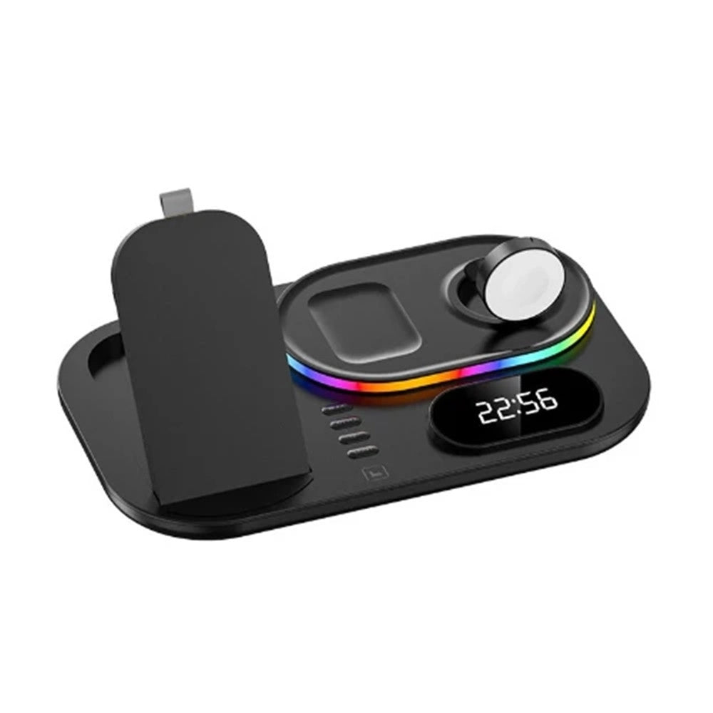 Trade Shop - Stazione Di Ricarica Wireless 4in1 Multifunzione 30w Per Smartphone Airpods Smartwatch A06 -