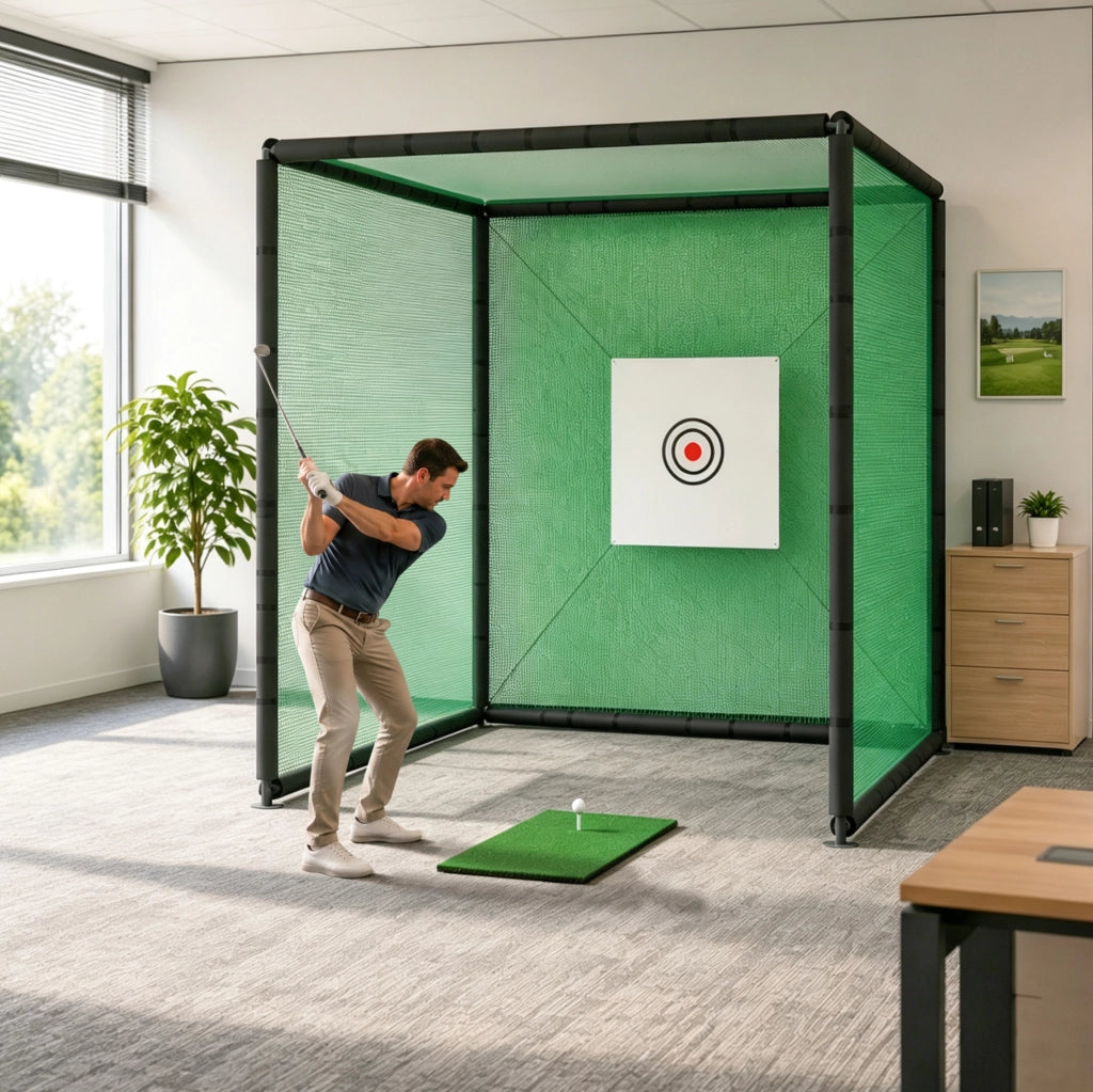 Rete da pratica golf 300 x 300 x 300 cm con bersaglio e tappetino