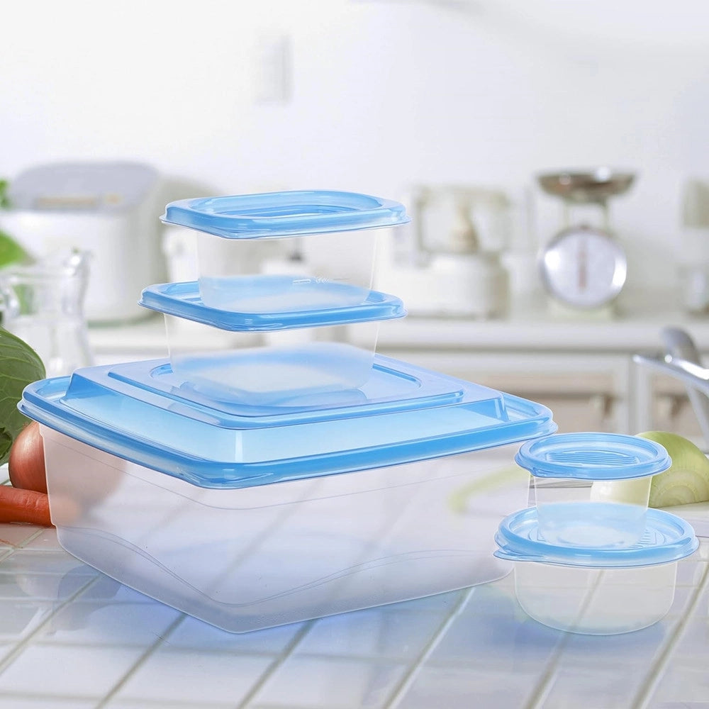 Trade Shop - Set 21pz Contenitori Con Coperchi Per Alimenti In Plastica Trasparenti Impilabili Microonde -
