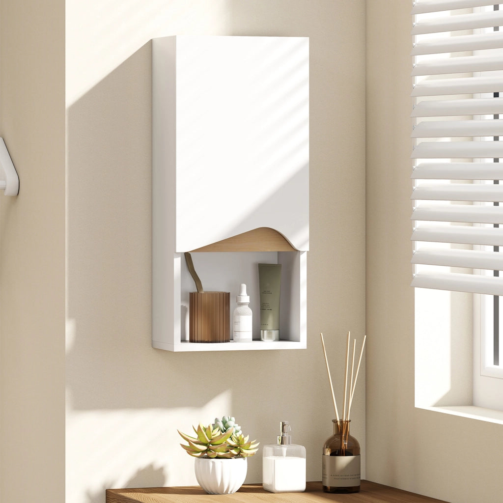 Armadietto Bagno Sospeso con Anta Soft-Close ¨C Zephmum ¨C Bianco 30x17x67 cm