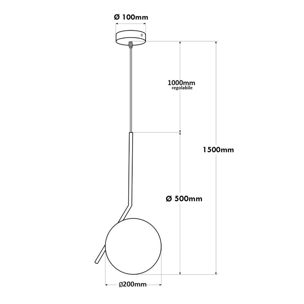 Lampadario pendente bronzo G9 lampada sospensione globo sfera vetro bianco luce tavolo cucina camera letto altezza regolabile