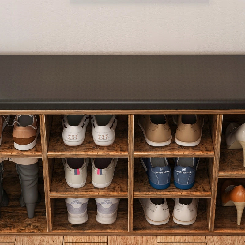 ARMADIO PER SCARPE CON SEDUTA PANCA PER INGRESSO MARRONE RUSTICO LOFT