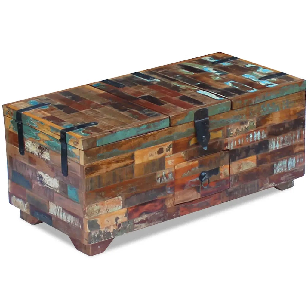 Tavolino da Caffè Baule Legno Massello di Recupero 80x40x35 cm 243320
