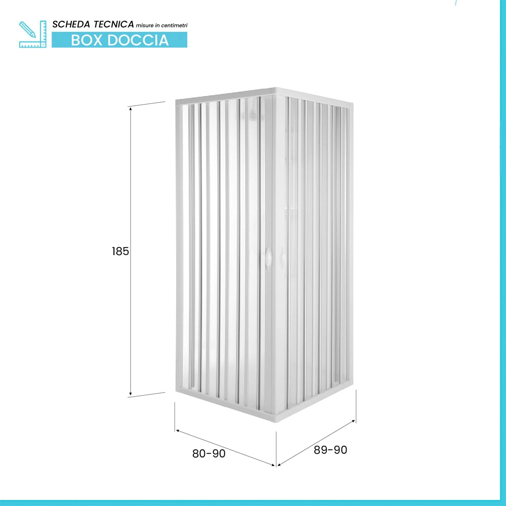 Box Doccia a Soffietto 90x90 cm in PVC Riducibile con Apertura Centrale