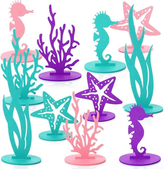 Decorazioni per tavola Centerpiece Tema Sottomarino Decorazioni DIY Tappeto Mare Corallo Stelle di mare Delfino Thema Festa per bambini Festa di compleanno Festa di nozze Decorazioni - Set da 22 pezzi