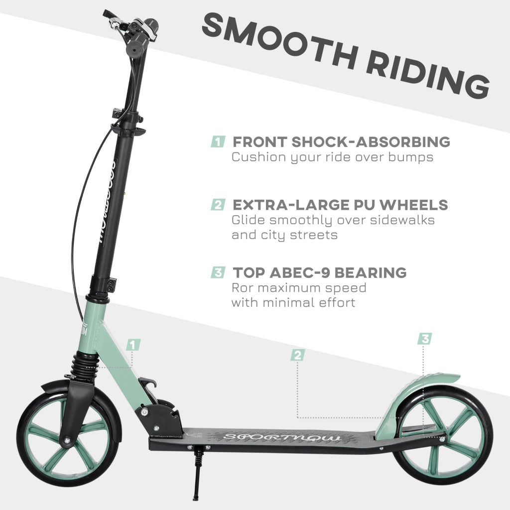 Monopattino pieghevole per adulti ¨C zephmum ¨C verde, ruote 20 cm, ammortizzatore, doppio freno