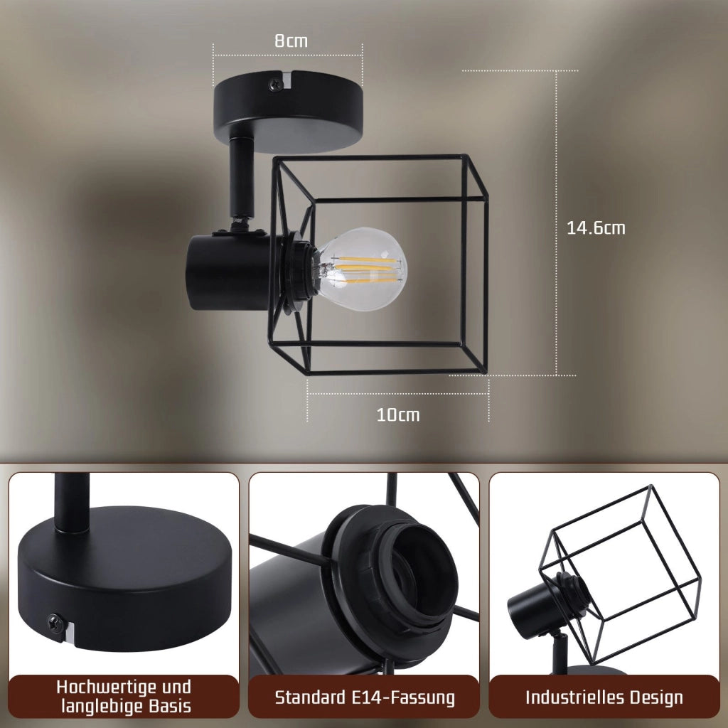ZMH Faretto da soffitto 1 fiamma E14 plafoniera orientabile 350° metallo vintage soggiorno