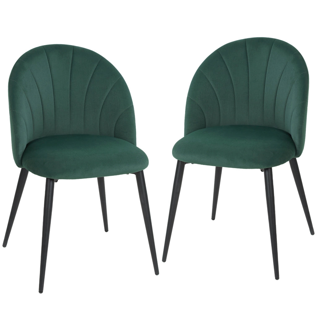 Sedia da pranzo imbottita con schienale curvo ¨C zephmum ¨C set di 2 pezzi, velluto, verde scuro