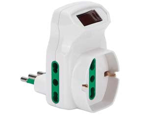 ADATTATORE TRIPLO SHUKO 2 POLI + TERRA 16A CON INTERRUTTORE AUTOMATICO- - bianco 87317 - 2 pezzi FANTON