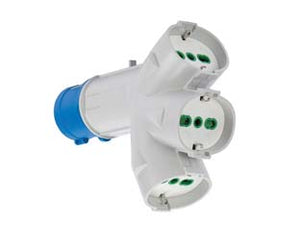 ADATTATORE INDUSTRIALE 200-250V CON SPINA E 3 PRESE CEE IP44- - 16A colore blu 73095 - 1 pezzi FANTON