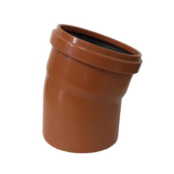 CURVA 15  ° AD INNESTO IN PVC CON GUARNIZIONE RAL 8023 -  EE ¸100  RAL 8023