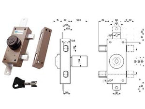 SERRATURA TRIPLICE APPLICARE CON POMOLO A POMPA 34329- - mm.30 cilindro ø mm.34 (34329V600X) - 1 pezzi MOTTURA