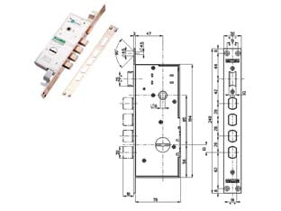 SERRATURA TRIPLICE INFILARE CON SCROCCO DOPPIA MAPPA BLINDATE 72140/28- - mm.47 DX/SX (72140100FR) - 1 pezzi MOTTURA
