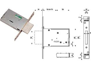 SERRATURA DA INFILARE DOPPIA MAPPA 40702- - mm.60 (4070260C6) - 1 pezzi MOTTURA