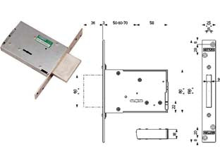 SERRATURA DA INFILARE DOPPIA MAPPA 40702- - mm.60 (4070260C6) - 1 pezzi MOTTURA