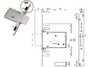 SERRATURA TRIPLICE DA INFILARE DOPPIA MAPPA 40706- - mm.60 (4070668C6) - 1 pezzi MOTTURA