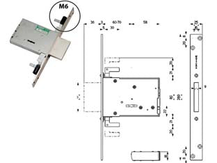SERRATURA TRIPLICE DA INFILARE DOPPIA MAPPA 40706- - mm.60 (4070668C6) - 1 pezzi MOTTURA