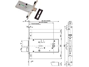 SERRATURA TRIPLICE DA INFILARE PER FASCE DOPPIA MAPPA MM.82 H 41823- - mm.70 (41823008WX) - 1 pezzi MOTTURA