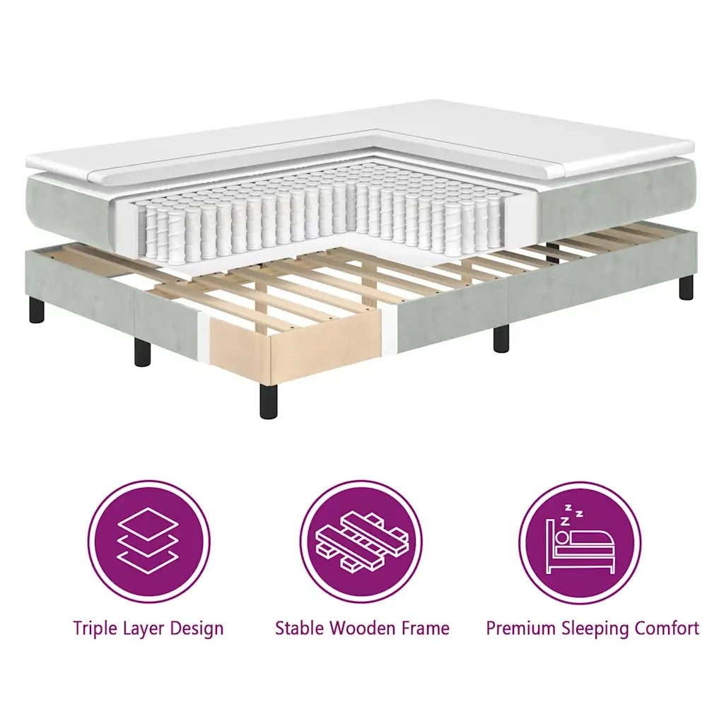 Letto a molle con testiera Grigio chiaro 90 x 200 cm Velluto 3340424