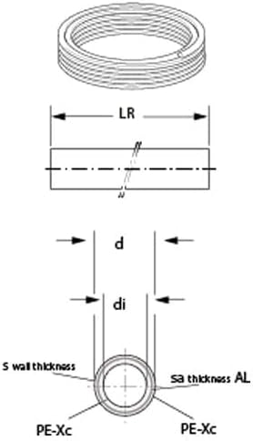 Tubo multistrato - 50 m, tubo multistrato nudo, ø16 x 2,0 - alluminio 0,2 mm, Henco