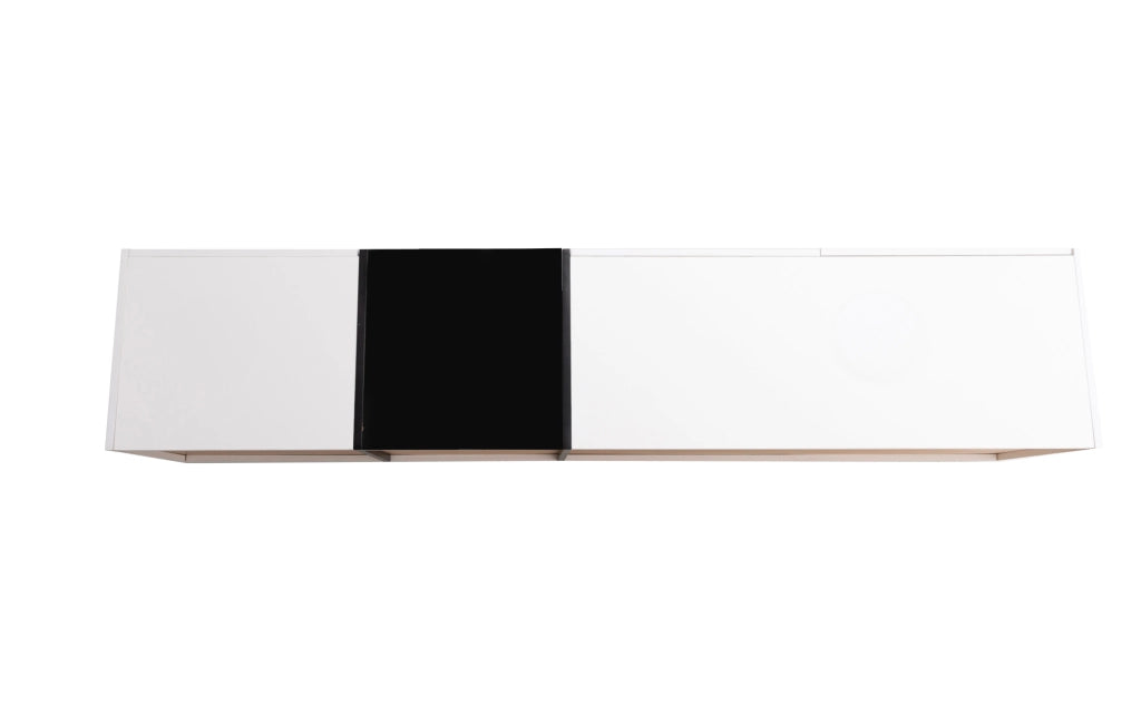 Mobile porta TV moderno lucido bianco e nero con 3 cassetti, 190 cm