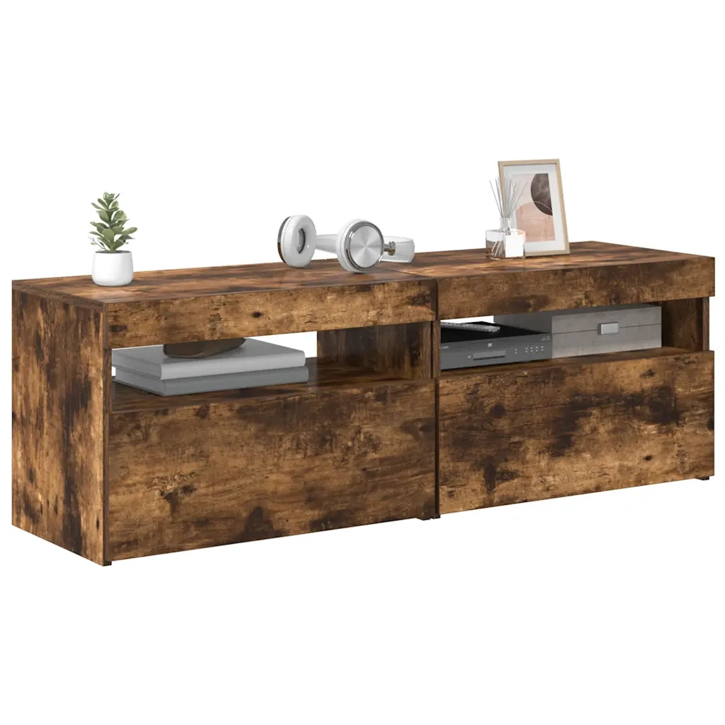 Mobili Porta TV con Luci LED 2 pz Rovere Fumo 60x35x40 cm cod mxl 16889