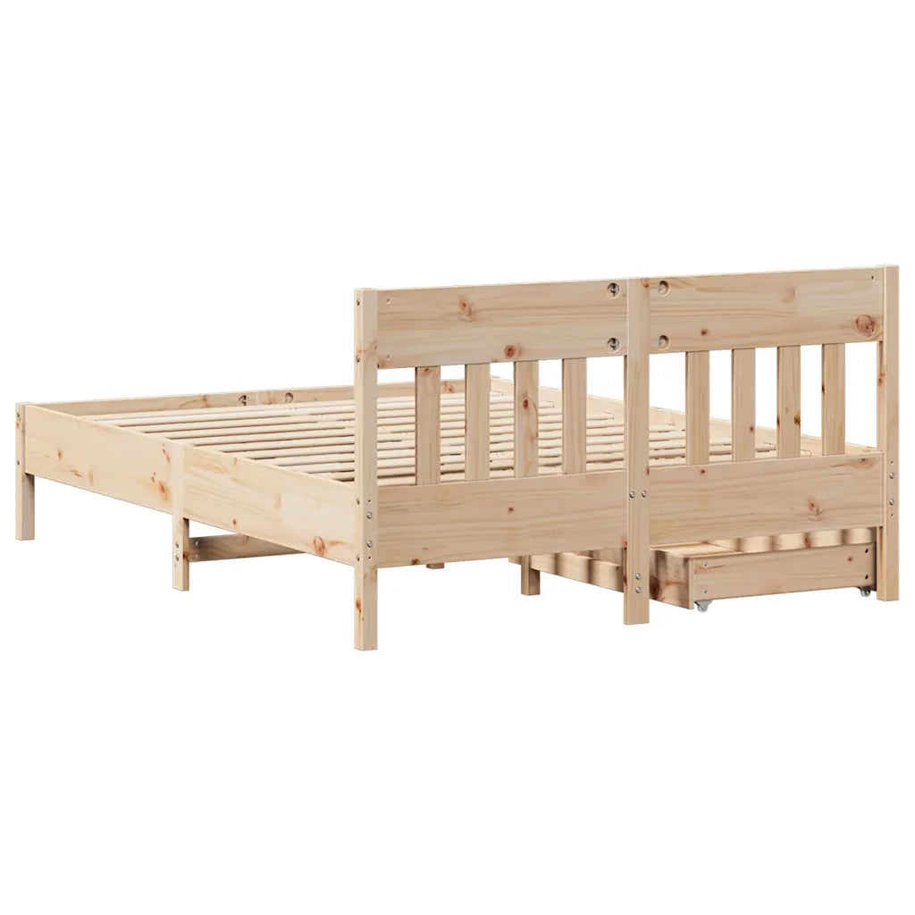 Letto senza Materasso 140x190 cm in Legno Massello di Pino