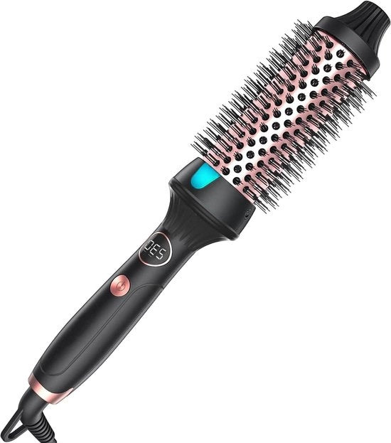 38 mm spazzola termica - spazzola di aria calda per styling volume capelli - tondino per capelli con display LCD - regalo per viaggio per donne - nero