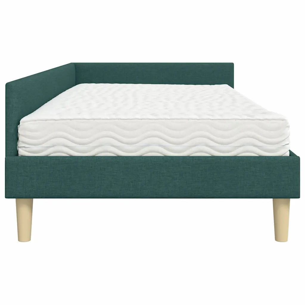 Struttura Letto Angolare con Materasso 2 pz-Giroletto con materasso Verde Tessuto 818159