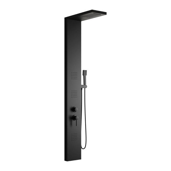 COLONNA PANNELLO DOCCIA IN ACCIAIO INOX NERO OPACO CON DOCCETTA,FLESSIBILE E GETTI ORIZZONTALI MASSA - NERO OPACO  - AER