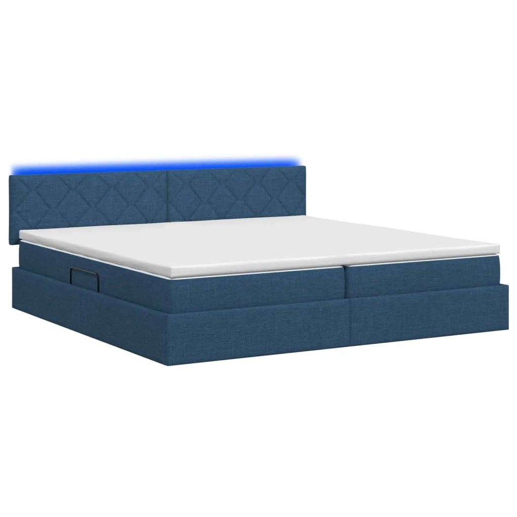 Letto con contenitore LED e materasso Blu 200 x 200 cm Tessuto 3459152