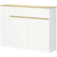 Buffet Mobile da Stoccaggio con 2 Cassetti 3 Mensole Aperte e Mobile con 2 Ante, 110 x 29,5 x 82 cm, Bianco